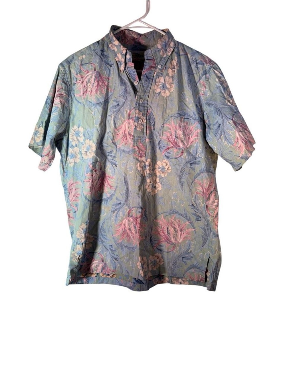 reyn spooner Green and Pink Floral Short-Sleeve Button-Down Shirt